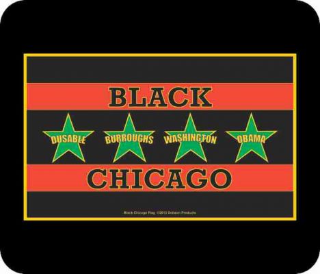 Black Chicago Flag Black Art  Mouse Pad